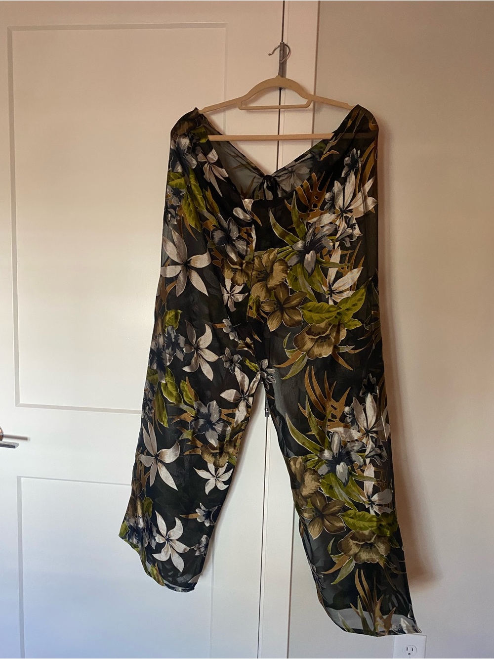 Floral Wide-Leg Women's Jumpsuit Pants - Olive,Black,Copper beach vibes